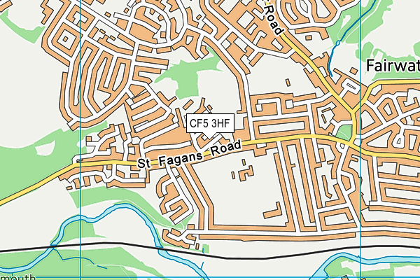 CF5 3HF map - OS VectorMap District (Ordnance Survey)