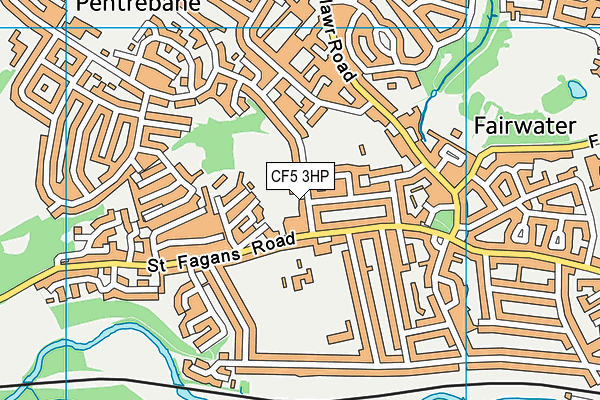 CF5 3HP map - OS VectorMap District (Ordnance Survey)