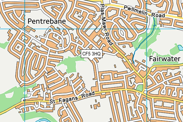 CF5 3HQ map - OS VectorMap District (Ordnance Survey)