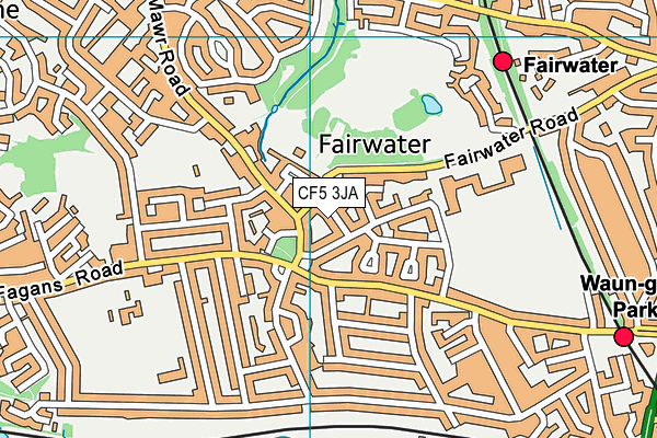 CF5 3JA map - OS VectorMap District (Ordnance Survey)