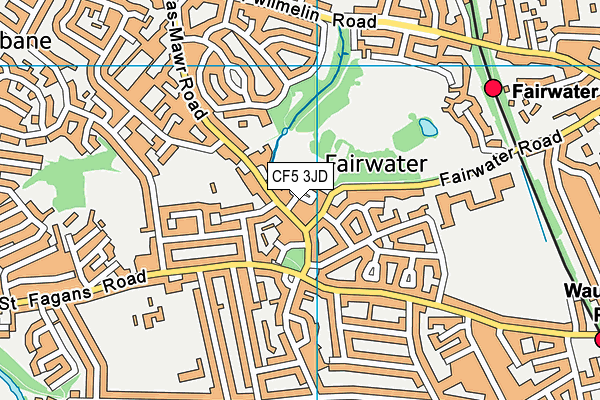 CF5 3JD map - OS VectorMap District (Ordnance Survey)