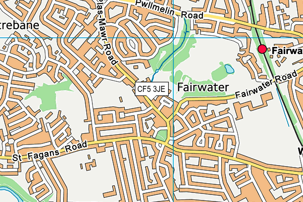 CF5 3JE map - OS VectorMap District (Ordnance Survey)