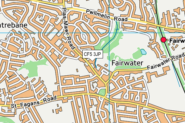 CF5 3JP map - OS VectorMap District (Ordnance Survey)