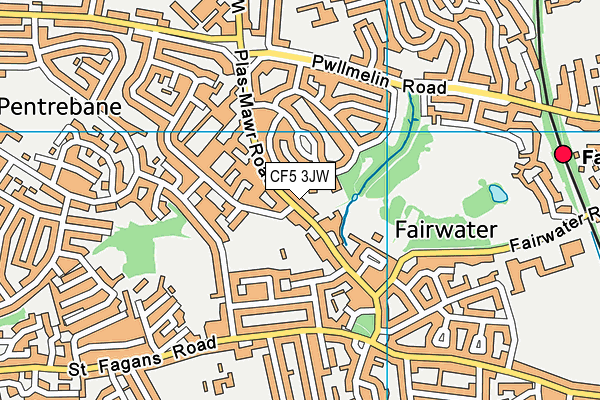 CF5 3JW map - OS VectorMap District (Ordnance Survey)