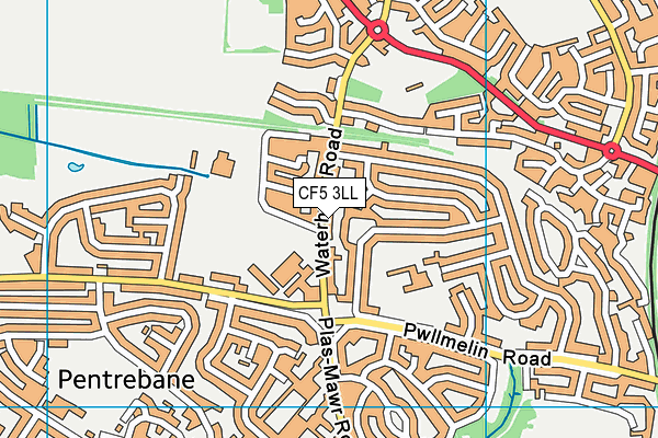 CF5 3LL map - OS VectorMap District (Ordnance Survey)