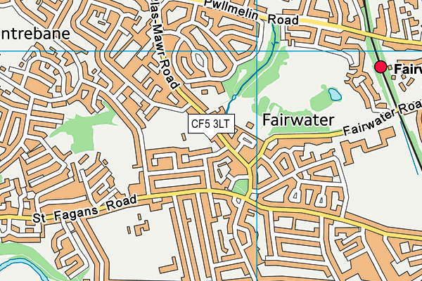 CF5 3LT map - OS VectorMap District (Ordnance Survey)