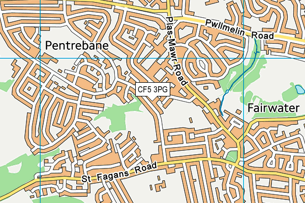 CF5 3PG map - OS VectorMap District (Ordnance Survey)