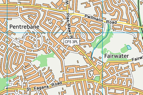 CF5 3PL map - OS VectorMap District (Ordnance Survey)