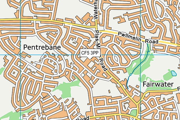 CF5 3PP map - OS VectorMap District (Ordnance Survey)