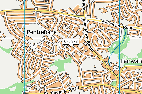 CF5 3PS map - OS VectorMap District (Ordnance Survey)