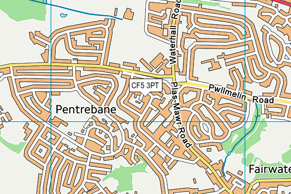 CF5 3PT map - OS VectorMap District (Ordnance Survey)