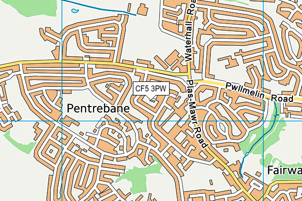 CF5 3PW map - OS VectorMap District (Ordnance Survey)