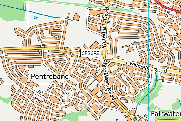 CF5 3PZ map - OS VectorMap District (Ordnance Survey)