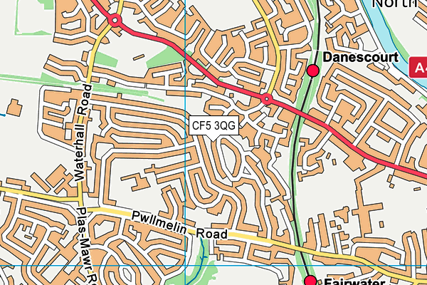 CF5 3QG map - OS VectorMap District (Ordnance Survey)