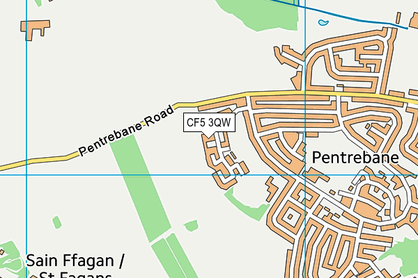 CF5 3QW map - OS VectorMap District (Ordnance Survey)