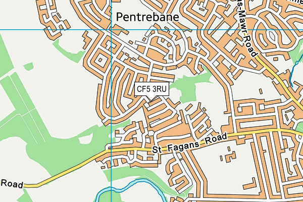 CF5 3RU map - OS VectorMap District (Ordnance Survey)