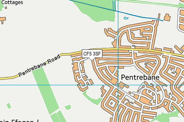 CF5 3SF map - OS VectorMap District (Ordnance Survey)