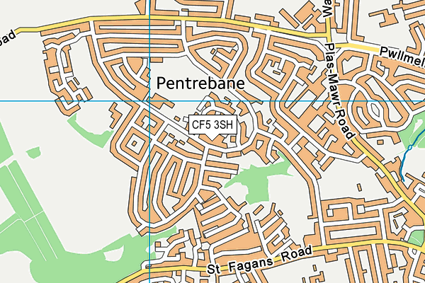 CF5 3SH map - OS VectorMap District (Ordnance Survey)