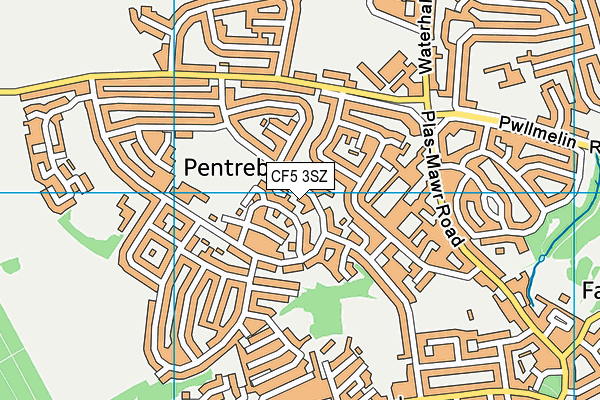 CF5 3SZ map - OS VectorMap District (Ordnance Survey)