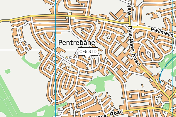 CF5 3TD map - OS VectorMap District (Ordnance Survey)