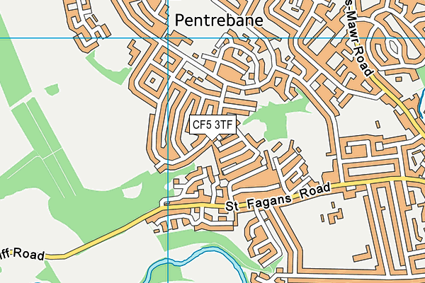 CF5 3TF map - OS VectorMap District (Ordnance Survey)