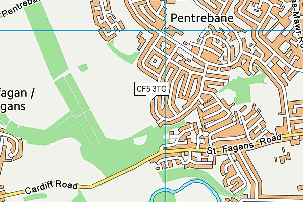 CF5 3TG map - OS VectorMap District (Ordnance Survey)