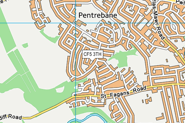 CF5 3TH map - OS VectorMap District (Ordnance Survey)