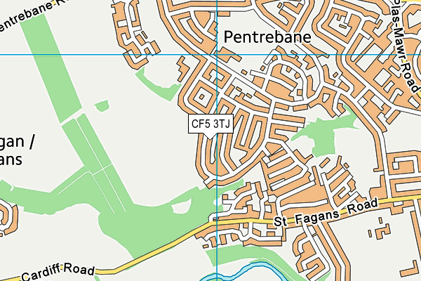 CF5 3TJ map - OS VectorMap District (Ordnance Survey)