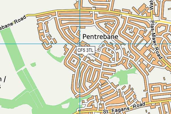 CF5 3TL map - OS VectorMap District (Ordnance Survey)