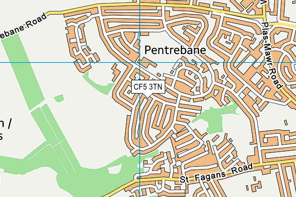 CF5 3TN map - OS VectorMap District (Ordnance Survey)
