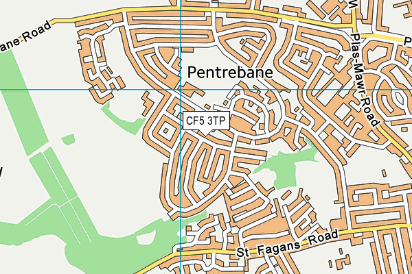 CF5 3TP map - OS VectorMap District (Ordnance Survey)