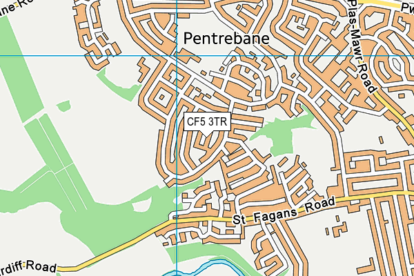 CF5 3TR map - OS VectorMap District (Ordnance Survey)