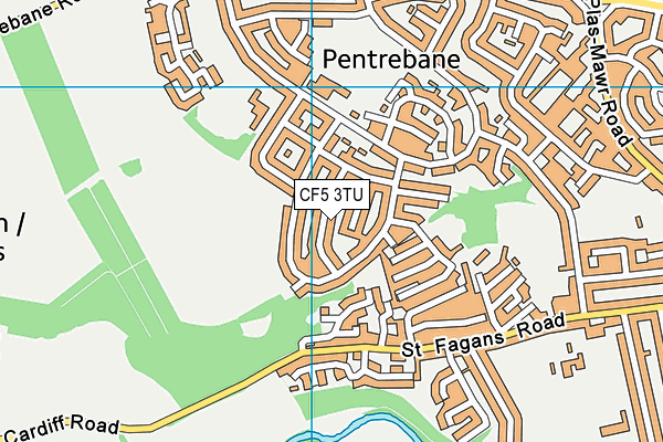 CF5 3TU map - OS VectorMap District (Ordnance Survey)