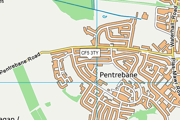 CF5 3TY map - OS VectorMap District (Ordnance Survey)