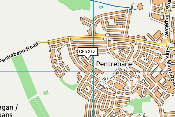 CF5 3TZ map - OS VectorMap District (Ordnance Survey)