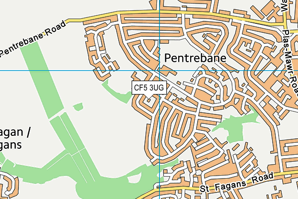 CF5 3UG map - OS VectorMap District (Ordnance Survey)