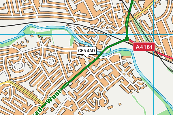 CF5 4AD map - OS VectorMap District (Ordnance Survey)