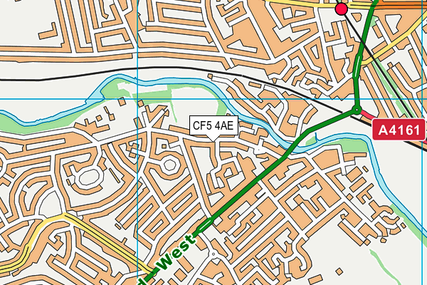 CF5 4AE map - OS VectorMap District (Ordnance Survey)