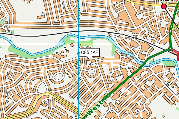 CF5 4AF map - OS VectorMap District (Ordnance Survey)