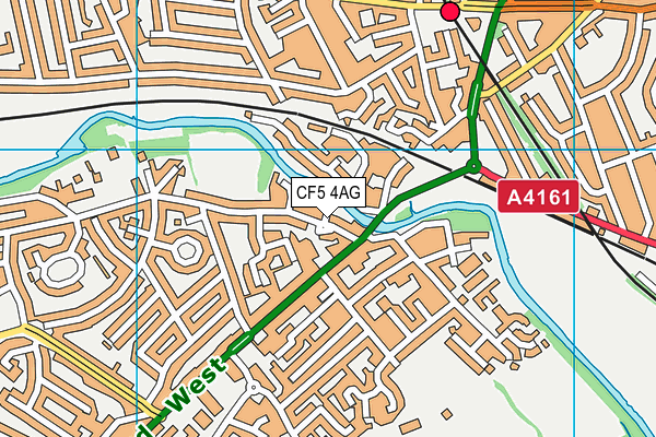 CF5 4AG map - OS VectorMap District (Ordnance Survey)