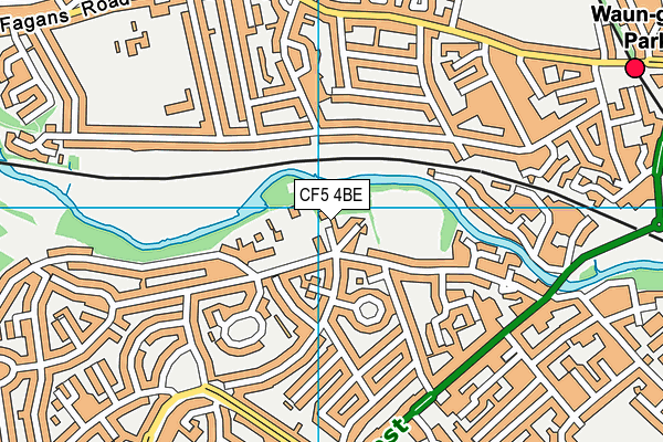 CF5 4BE map - OS VectorMap District (Ordnance Survey)