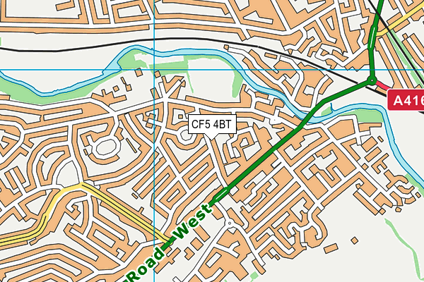 CF5 4BT map - OS VectorMap District (Ordnance Survey)