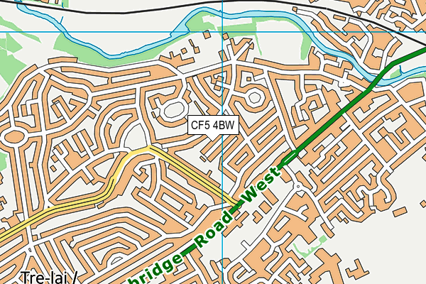 CF5 4BW map - OS VectorMap District (Ordnance Survey)