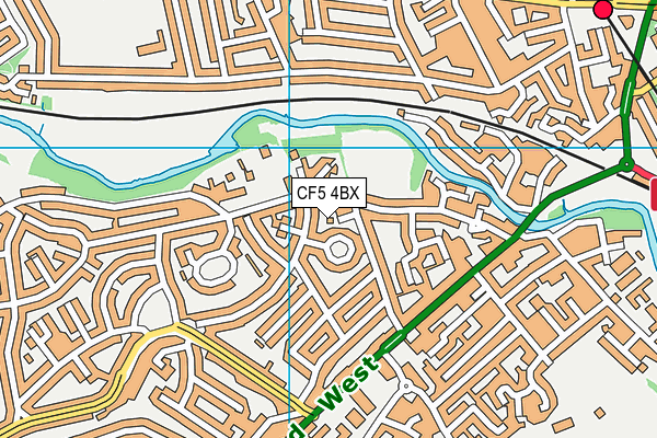 CF5 4BX map - OS VectorMap District (Ordnance Survey)