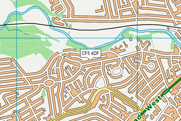 CF5 4DF map - OS VectorMap District (Ordnance Survey)