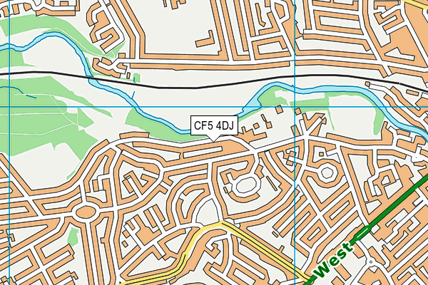 CF5 4DJ map - OS VectorMap District (Ordnance Survey)