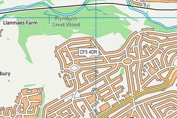 CF5 4DR map - OS VectorMap District (Ordnance Survey)