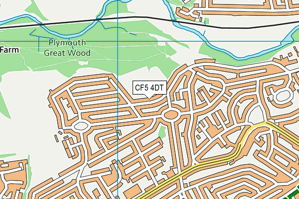 CF5 4DT map - OS VectorMap District (Ordnance Survey)