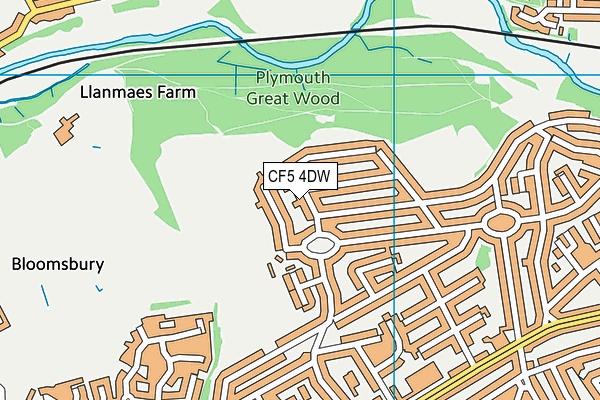 CF5 4DW map - OS VectorMap District (Ordnance Survey)