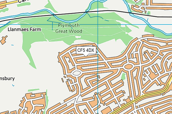 CF5 4DX map - OS VectorMap District (Ordnance Survey)